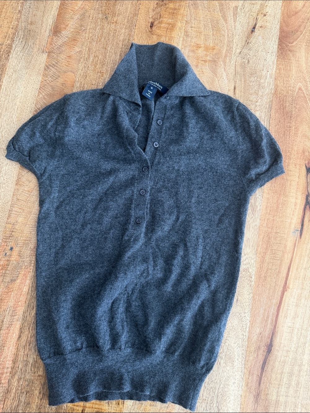 MaxMara Charcoal Short-Sleeve Polo Sweater